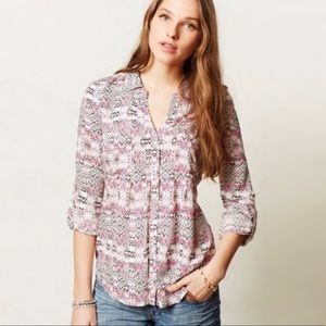 Maeve Pink Islet Button Down Blouse size XS